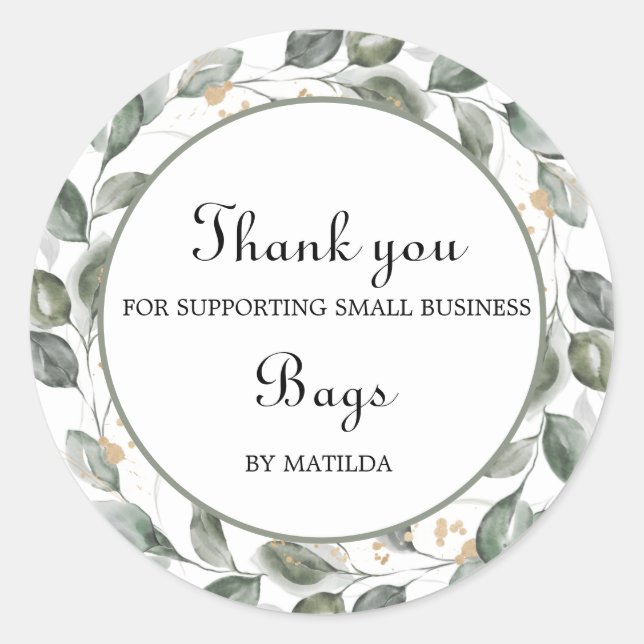 Elegant Greenery Classic Round Sticker (Front)