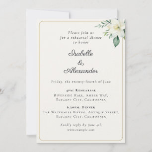 Elegant Greenery Classic Wedding Rehearsal Dinner Invitation