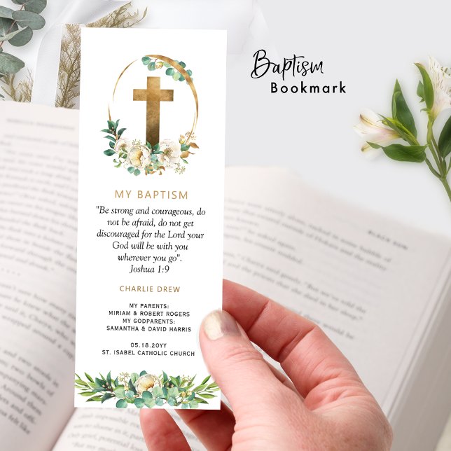 Elegant Greenery Custom Baptism Favor  Bookmarks (Creator Uploaded)