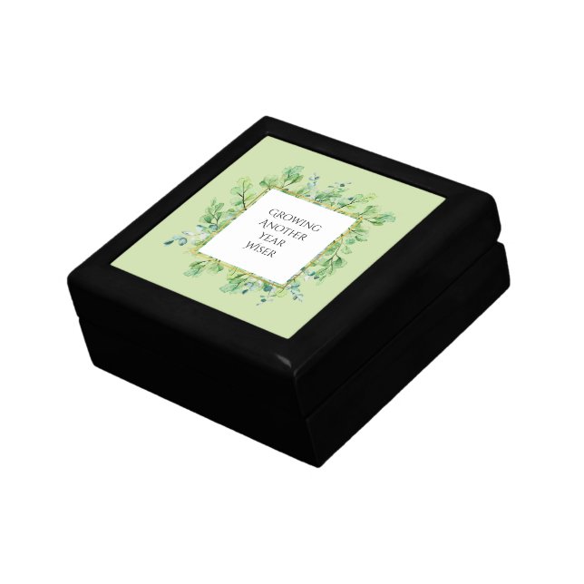 Elegant Greenery Custom Birthday Party Gift Box (Side)