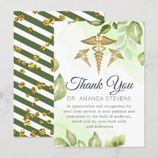 Elegant Greenery Doctor Thank You Card