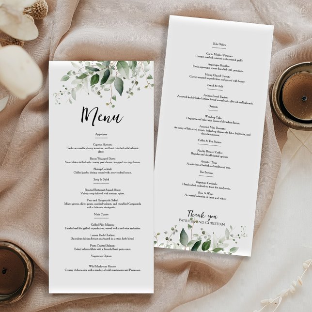 Elegant greenery double sided wedding menu (Creator Uploaded)