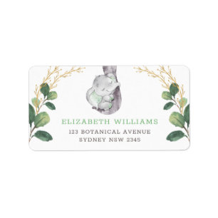 Elegant Greenery Elephant Return Address Label