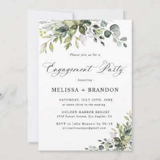 Elegant Greenery Engagement Party Invitation