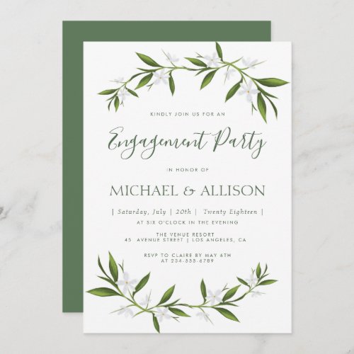 Elegant greenery engagement party invitation