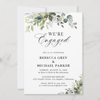 Elegant Greenery Engagement Party Invitation