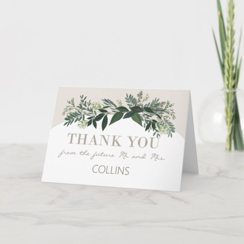 Elegant Greenery  Engagement Party Thank You Card