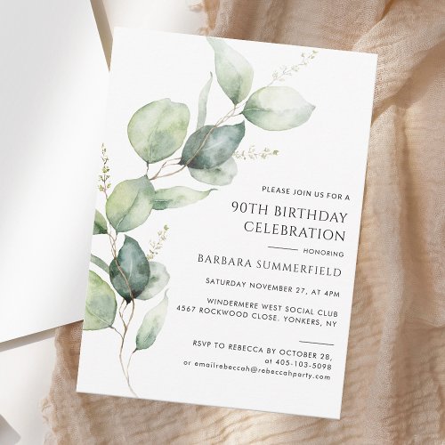 Elegant Greenery Eucalyptus 90th Birthday