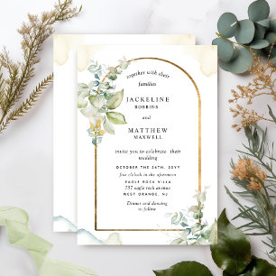 Elegant Greenery Eucalyptus Arch, Wedding Invitati Invitation