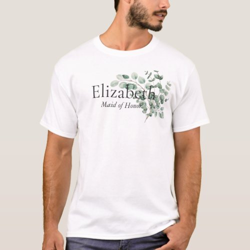 ELEGANT GREENERY EUCALYPTUS BOTANICAL PERSONALISED T_Shirt