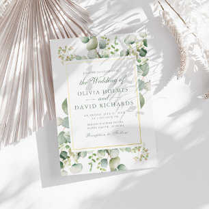 Elegant Greenery Eucalyptus Botanical Wedding Gold Foil Invitation
