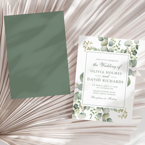 Elegant Greenery Eucalyptus Botanical Wedding Invitation