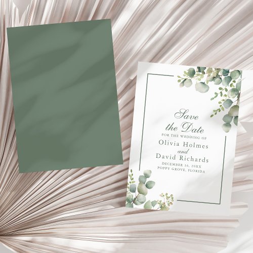 Elegant Greenery Eucalyptus Botanical Wedding Save The Date