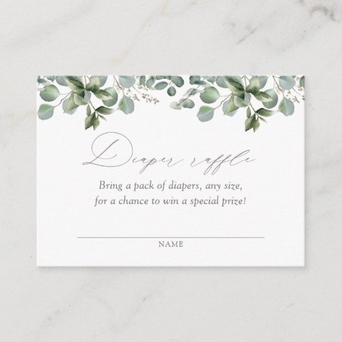 Elegant Greenery Eucalyptus Diaper Raffle Ticket Enclosure Card