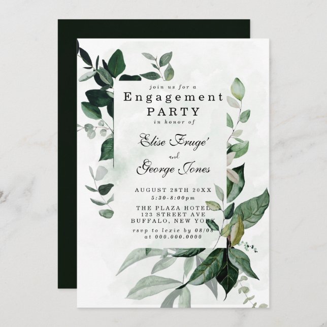 Elegant Greenery Eucalyptus Engagement Party Invitation (Front/Back)