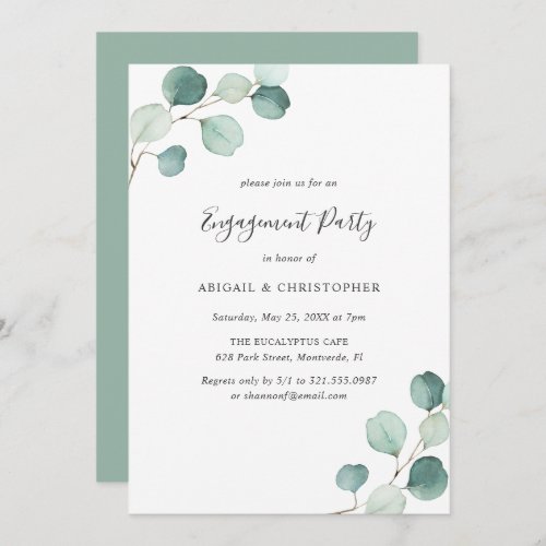 Elegant Greenery Eucalyptus Engagement Party Invitation