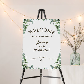 Elegant Greenery Eucalyptus Leaves Rustic Wedding Foam Board
