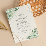 Elegant Greenery Eucalyptus Leaves Rustic Wedding Invitation<br><div class="desc">Elegant Greenery Eucalyptus Leaves Rustic Wedding Invitation. Monogram designed at the back.</div>