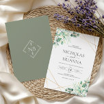 Elegant Greenery Eucalyptus Leaves Rustic Wedding Invitation<br><div class="desc">Elegant Greenery Eucalyptus Leaves Rustic Wedding Invitation. Monogram designed at the back.</div>