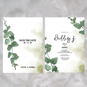 Elegant Greenery Eucalyptus Leaves Rustic Wedding  Invitation
