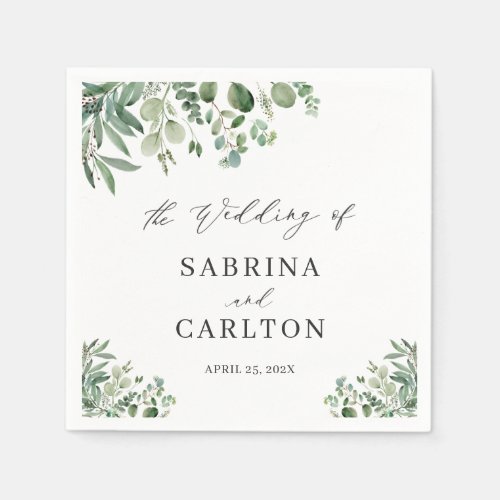 Elegant Greenery Eucalyptus Leaves Wedding Napkins - Personalize this "Watercolor Elegant Greenery Eucalyptus Leaves Wedding Paper Napkin" to add a special touch. This high-quality design is easy to customize to be uniquely yours! 
(1) For further customization, please click the "Customize" button and use our design tool to modify this template. 
(2) If you need help or matching items, please contact me.