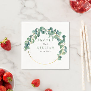Elegant Greenery Eucalyptus Leaves Wedding Napkins