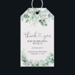 Elegant Greenery Eucalyptus Monogram Wedding Gift Tags<br><div class="desc">Elegant Greenery Eucalyptus Monogram Wedding Thank You Gift Tags. Features watercolor eucalyptus leaves,  handwritten thank you text with heart,  and monogram at the back.</div>