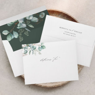 Elegant Greenery Eucalyptus Watercolor Wedding Envelope