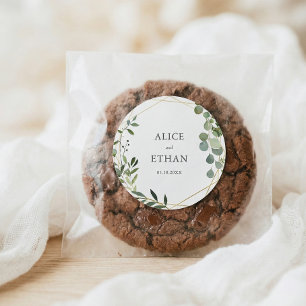 Elegant Greenery Eucalyptus Wedding Classic Round Sticker