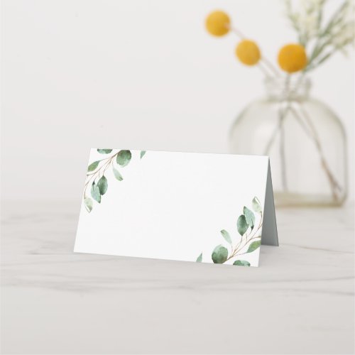 Elegant Greenery Eucalyptus Wedding Folded Blank Place Card