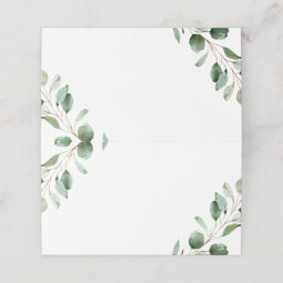 Elegant Greenery Eucalyptus Wedding Folded Blank Place Card 