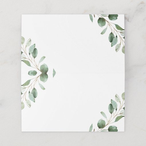 Elegant Greenery Eucalyptus Wedding Folded Blank Place Card | Zazzle