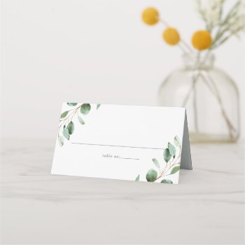 Elegant Greenery Eucalyptus Wedding Folded  Place Card by PeachBloome at Zazzle