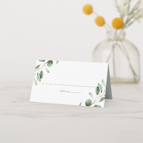 Elegant Greenery Eucalyptus Wedding Folded  Place Card