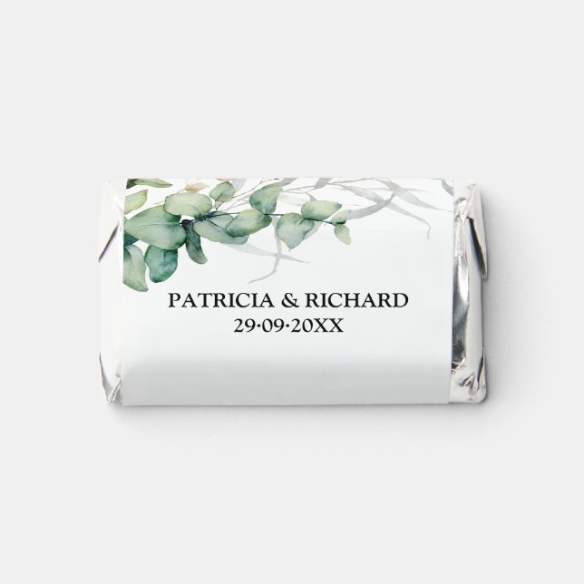 Elegant Greenery Eucalyptus Wedding Hershey's Miniatures (Front)