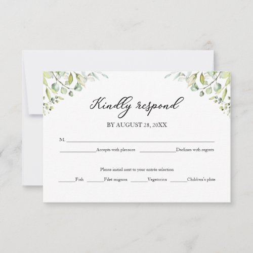 Elegant Greenery Eucalyptus Wedding  RSVP Card