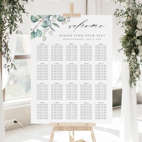 Elegant Greenery Eucalyptus Wedding Seating Chart Foam Board