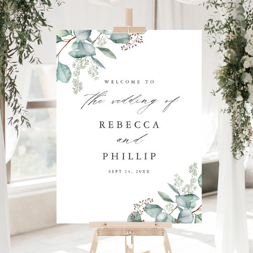 Elegant Greenery Eucalyptus Wedding Welcome Foam Board