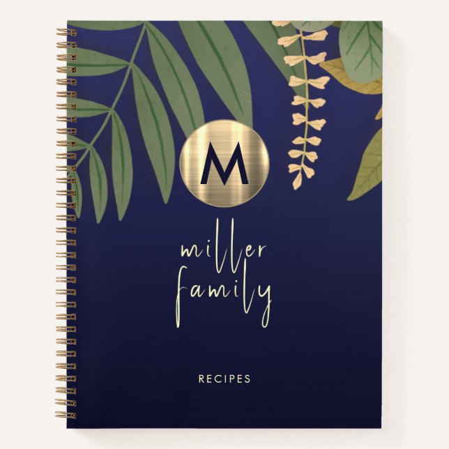 Elegant Greenery Family Recipe Book (Front)