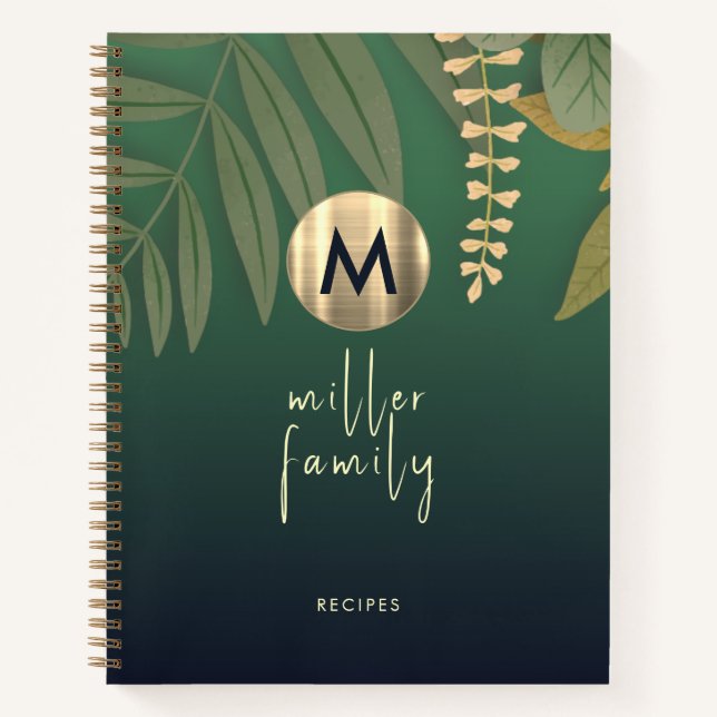 Elegant Greenery Family Recipe Book (Front)
