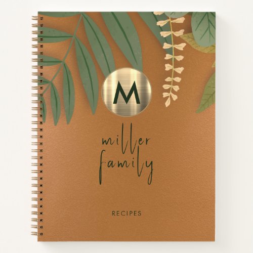 Elegant Greenery Family Recipe Book