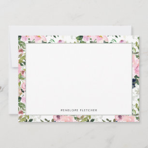 Elegant Greenery Floral Border Modern Note Card