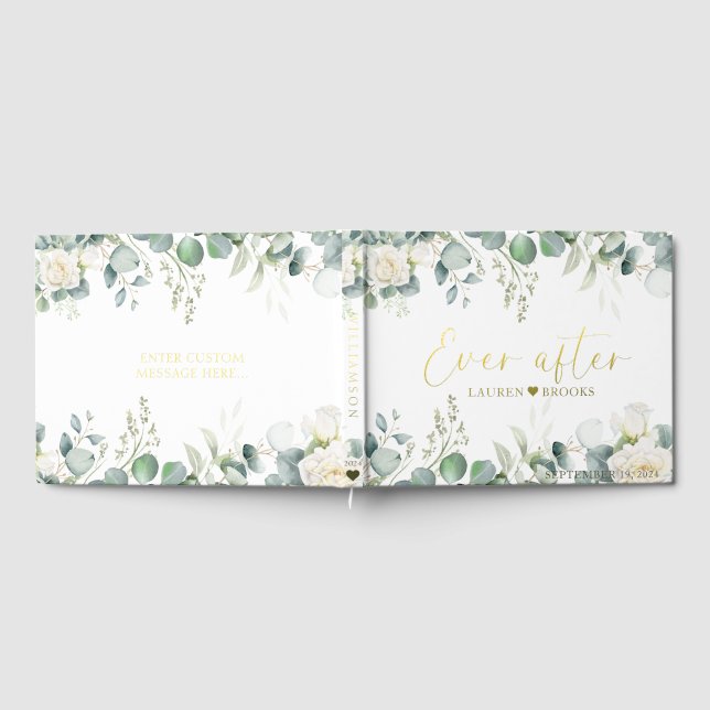 Elegant Greenery Floral Bridal wedding guest book  (Full)