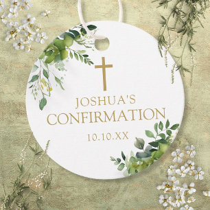 Elegant Greenery Floral Confirmation Favor Tags