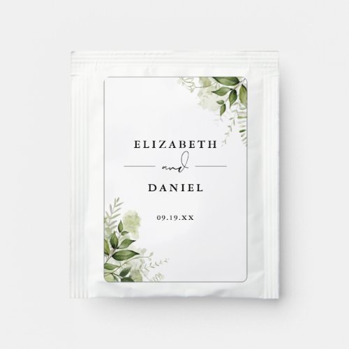 Elegant Greenery Floral Modern Wedding Favor Tea Bag Drink Mix