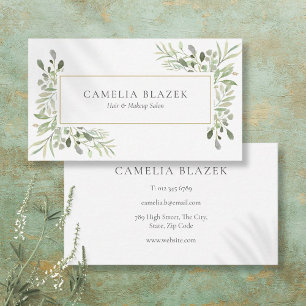 Elegant Greenery Floral Professional Business Card