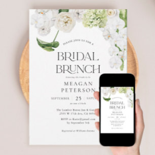 Elegant Greenery Floral Summer Bridal Brunch Invitation