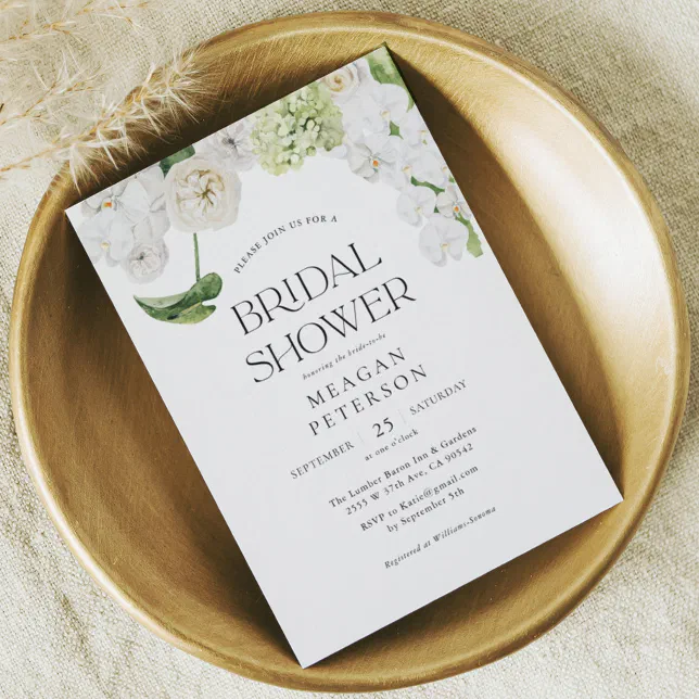 Elegant Greenery Floral Summer Bridal Shower Invitation Zazzle