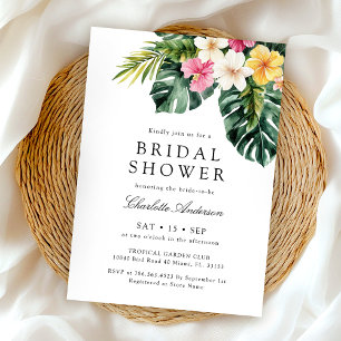 Elegant Greenery Floral Tropical Bridal Shower Invitation