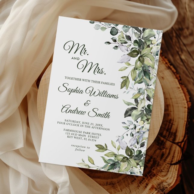 Elegant Greenery Floral Wedding Invitation (Creator Uploaded)